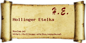 Hollinger Etelka névjegykártya